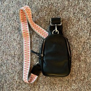 urban originals sling bag , black with pink / white / gold / silver strap